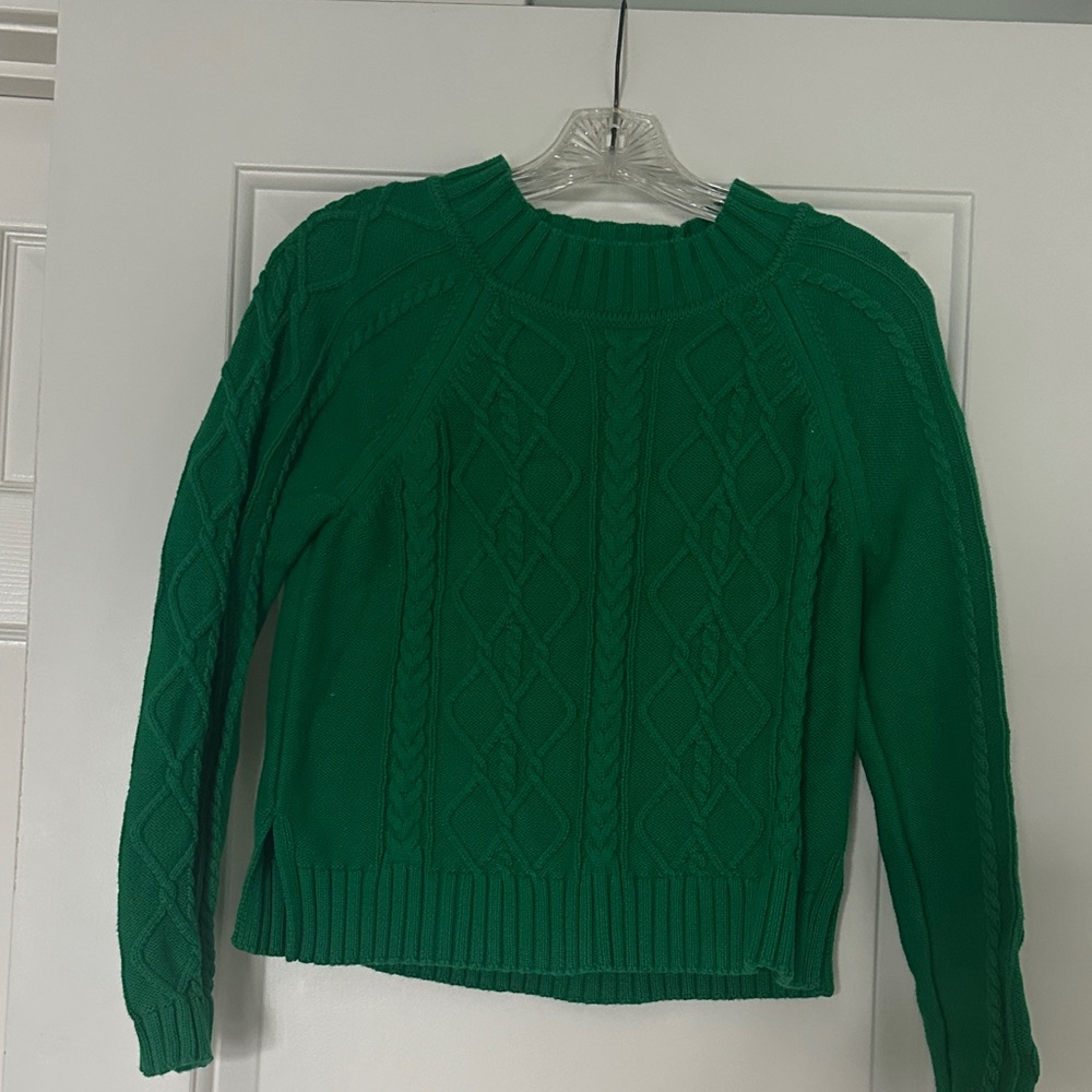 GAP Emerald Green Cable-Knit Crewneck Sweater
